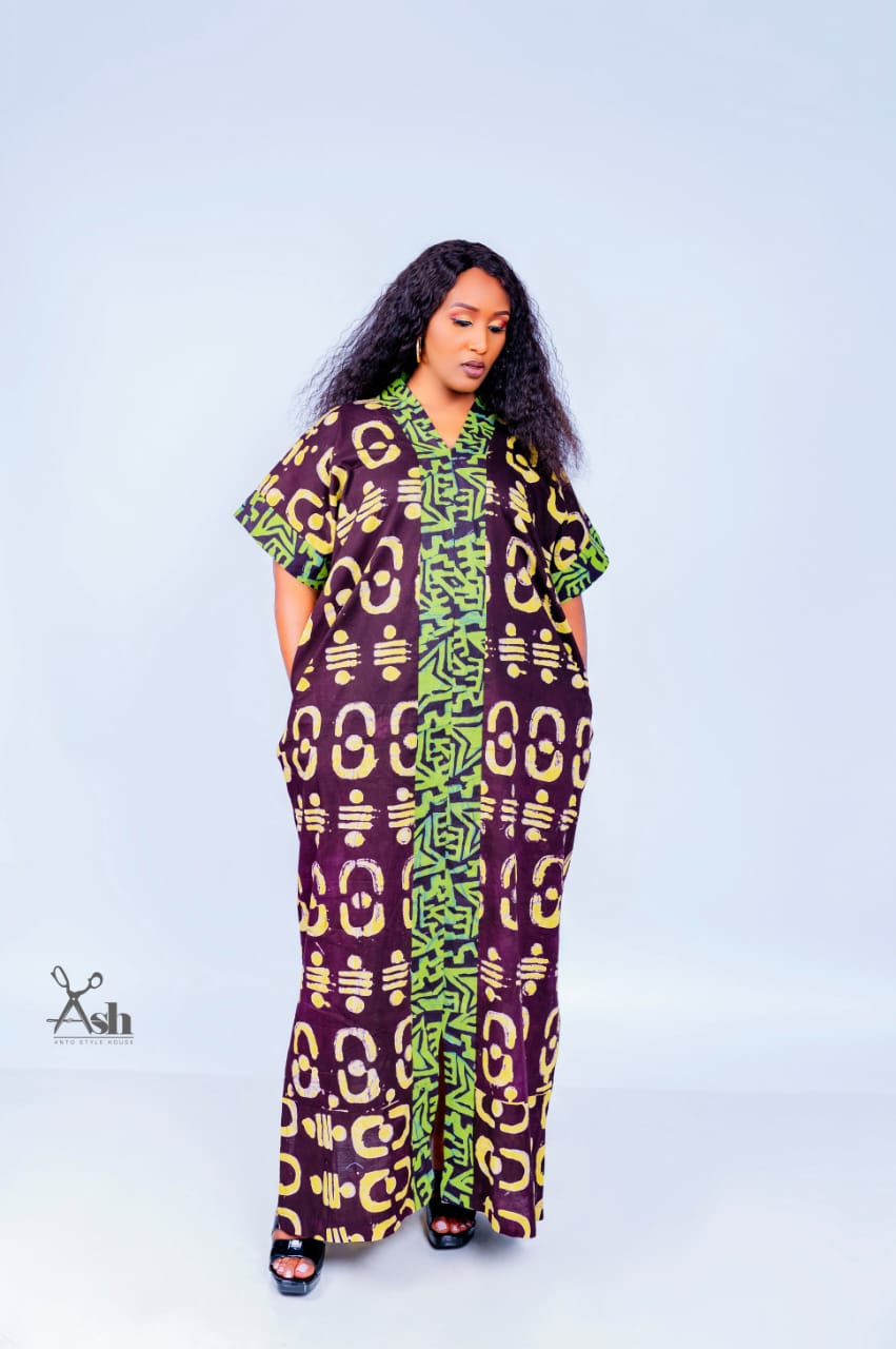 Aubergine Adire Boubou