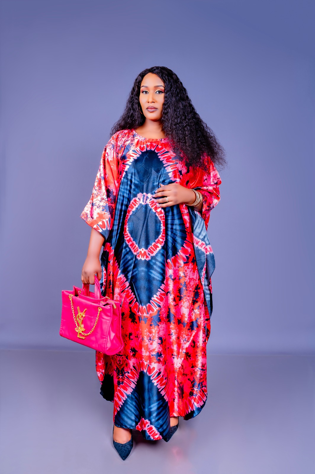 Coral Indigo Tie-Dye Boubou